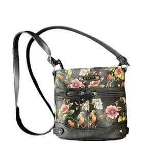 Rossetti Crossbody Purse Bird Floral Print Black Small